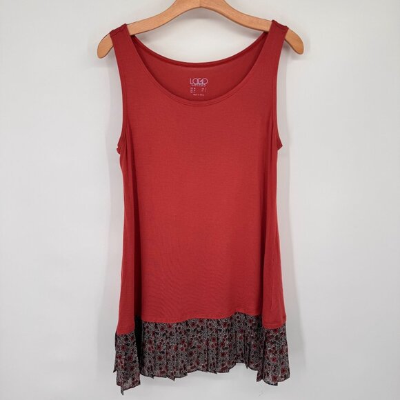 Logo Layers rust Sleeveless Tunic With Floral Print Ruffle Hem Womens medium - Picture 5 of 11